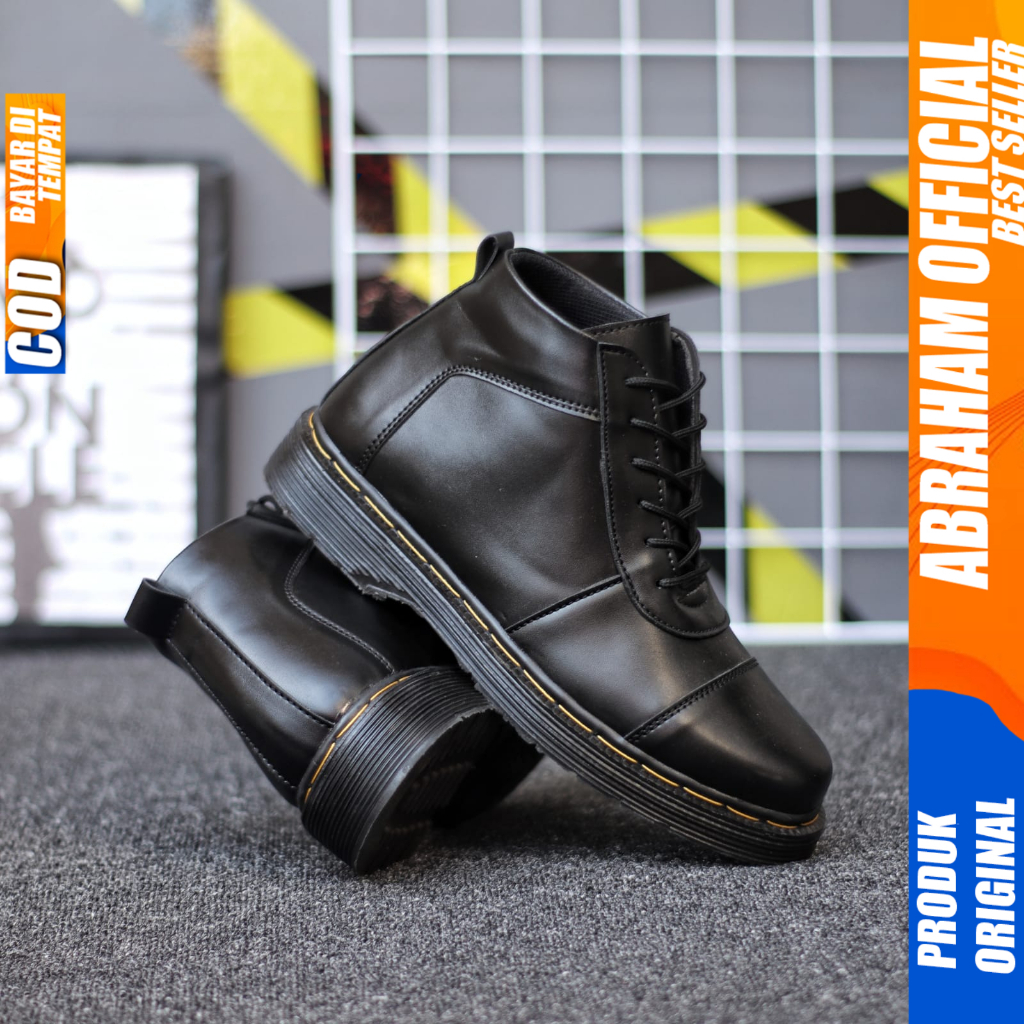 Sepatu Formal Pantofel Boots Docmart Casual Kerja Hitam Pria