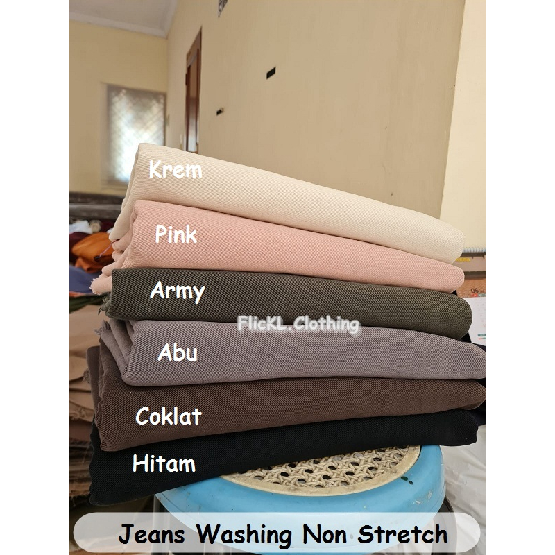 Bahan Kain Jeans Wash Non Stretch  Denim Wash Denim Washing Jeans Washing Tidak Melar Ukuran 1.25 M