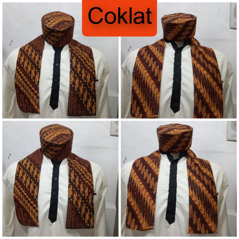 Songkok Batik Dan Selendang Cukin Batik Motif Sama Pakaian Adat Betawi