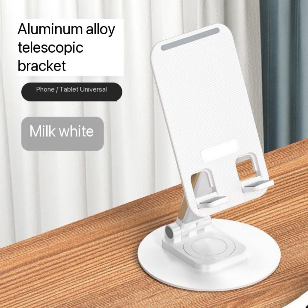 xqxm desktop phone holder standing lapisan dasar aluminium dengan bunyi rotasi mechanical 360 derajat super kuat cocok untuk hp dan tablet