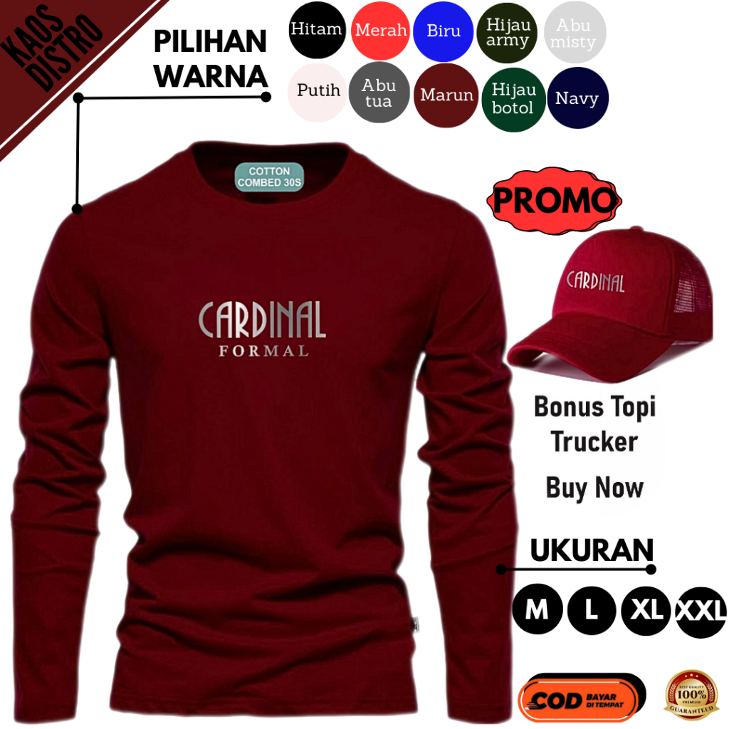 Kaos Distro Pria cowok Keren Kece Premium Lengan Panjang Text Volcom Original 100% Cotton Combed 30s