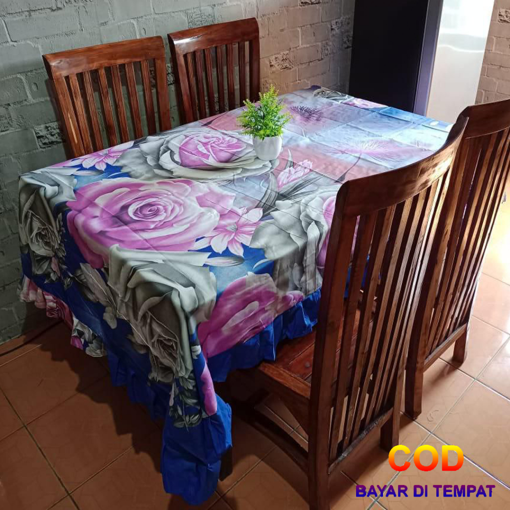 ✅COD Taplak Meja Makan Kain 140x200 Model Rumbai Aneka Motif Perlengkapan Dapur Dekorasi Rumah