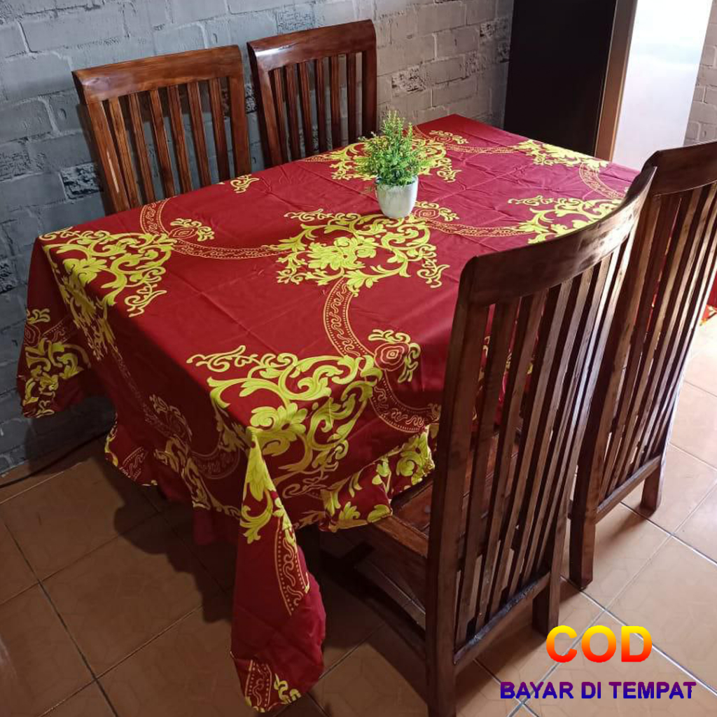 ✅COD Taplak Meja Makan Kain 140x200 Model Rumbai Aneka Motif Perlengkapan Dapur Dekorasi Rumah