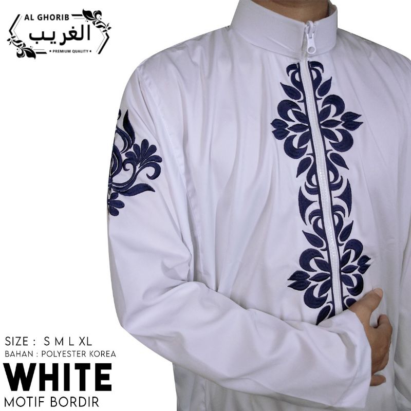 JUBAH Pria Arab Al Ghorib Bordil  Poliyester Motif Alharamain Mesir Qualitas Import