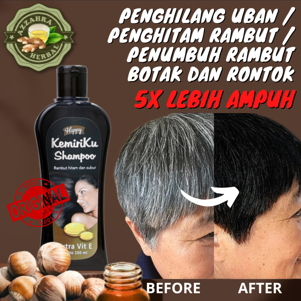 Shampoo 100ml Murni Kemiri Asli / Penghilang Uban Permanen / Penghitam Rambut Permanen / Penumbuh Rambut Botak Dan Rontok