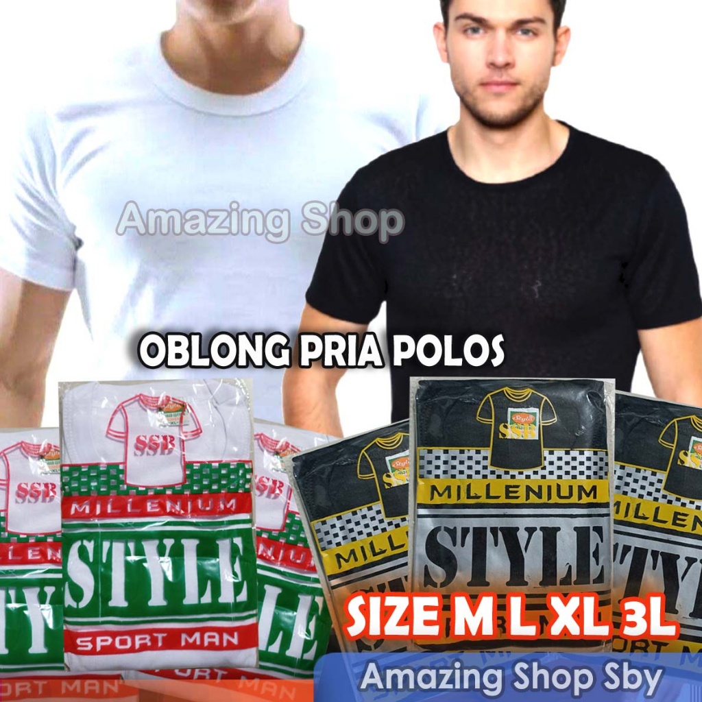 Kaos Oblong Pria Lengan Pendek Polos Putih Hitam Size M L XL 3L Nutex Arditex Style Murah