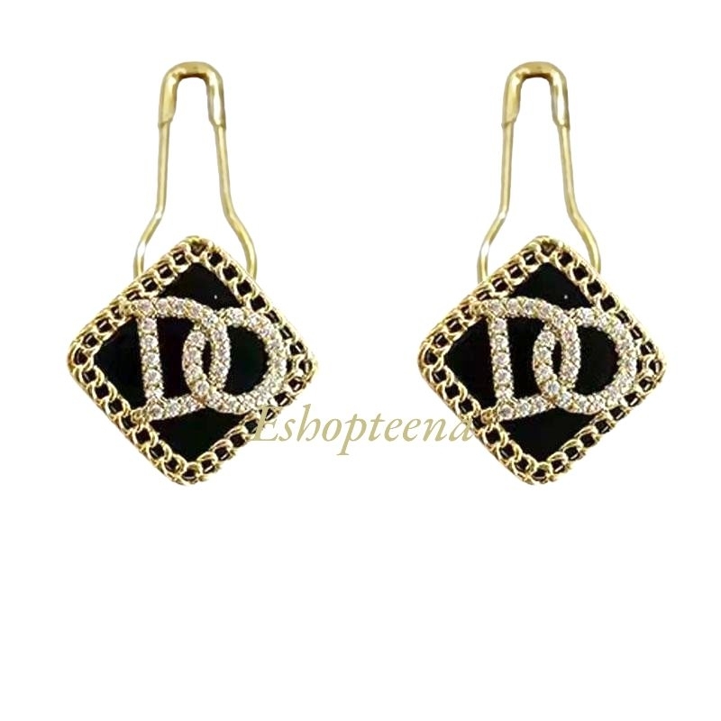 A06 anting hijab segi 4 hitam gold_anting jilbab