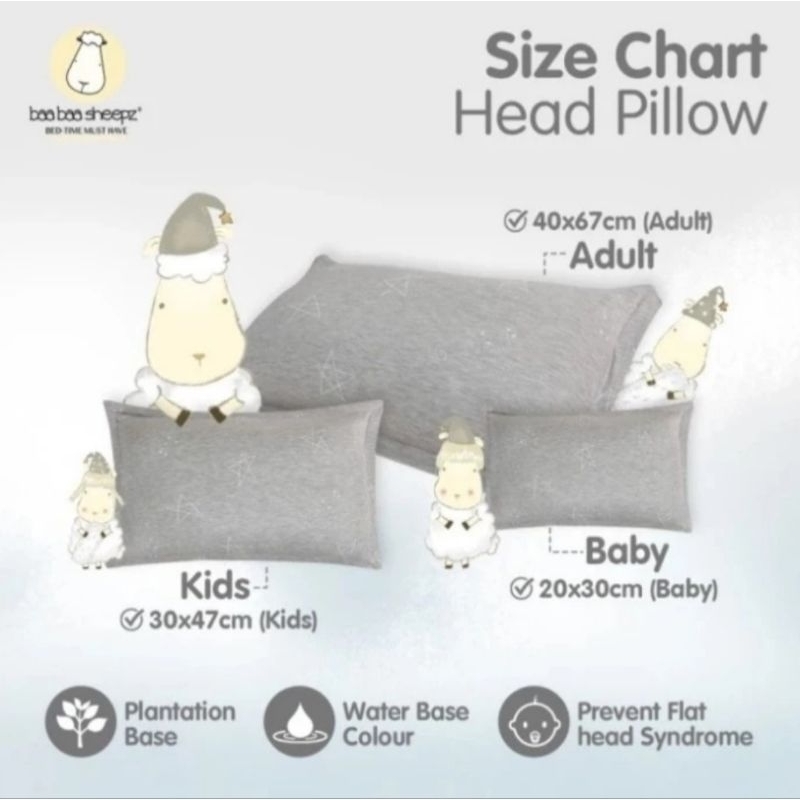 Baabaasheepz Head Pillow CASE Big Star Grey / Classic (Sarung Bantal Kepala Baabaasheepz)