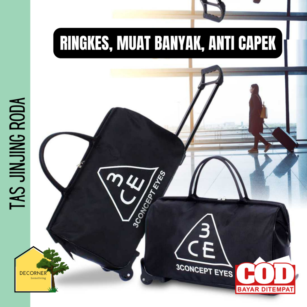 Tas Jinjing Koper 3CE Duffel Bag Trolley Waterproof