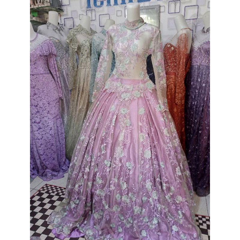 gaun pengantin barby lilac