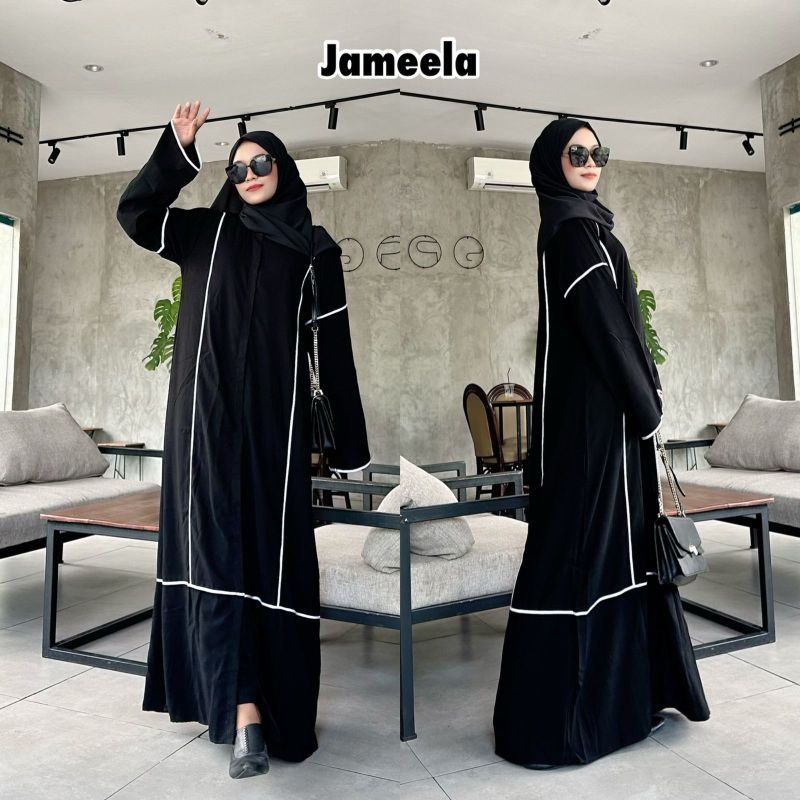 Abaya Gamis Hitam Polos Simpel Kancing Maxy Dress outer Dubai Jameela