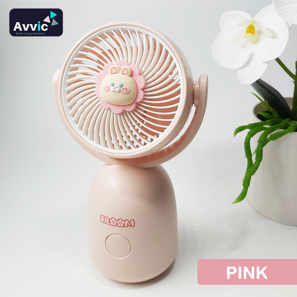 AVVIC TYX-9159B Kipas Angin Mini Bloom Karakter Portable Mini Desktop Fan USB Rechargeable