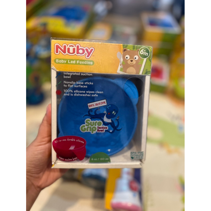 Nuby sure grip suction bowl - mangkok silicone 180ml