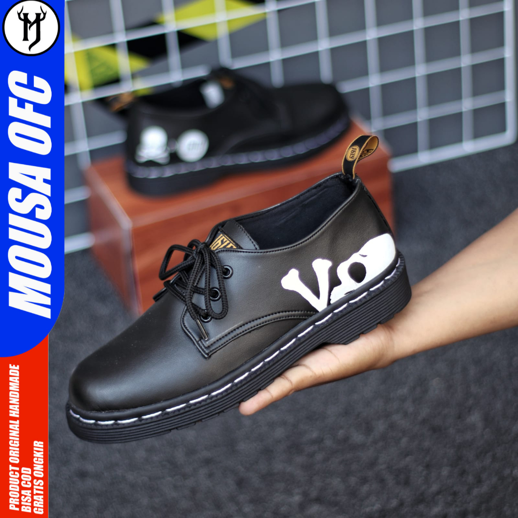 Sepatu Low Boots Docmart Formal Pantofel Tali Pria Bone