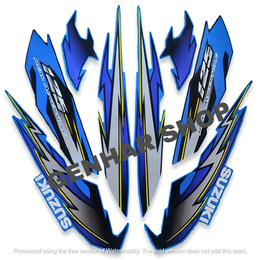STIKER LIS BODY MOTOR SUZUKI THUNDER 125 2012 2013 BIRU STRIPING LIS THUNDER STANDAR FULL SET