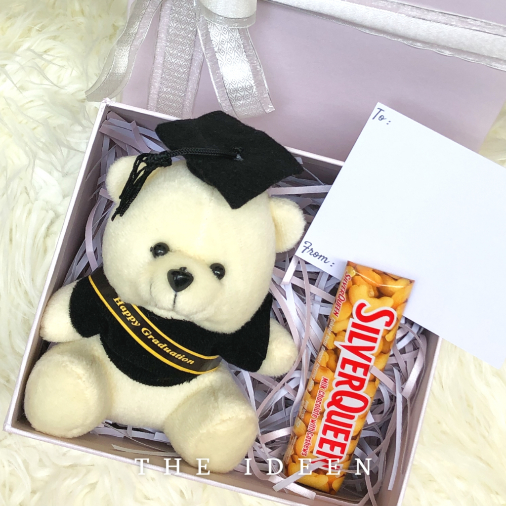 THE IDEEN - 012-02 | HAMPERS WISUDA CEWEK COWOK TEDDY BEAR DAN COKELAT FREE KARTU UCAPAN | GIFT SET GRADUATION HARD BOX PREMIUM AESTHETIC