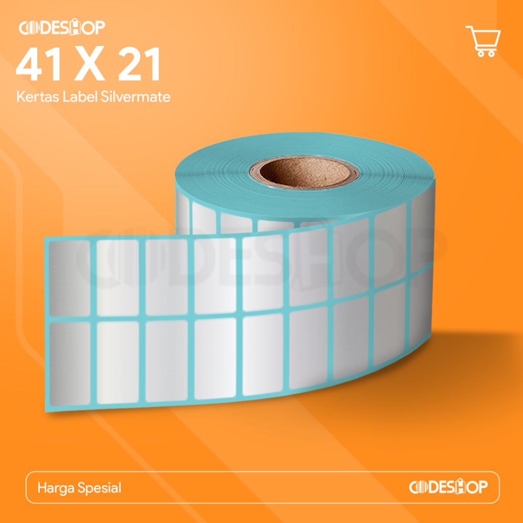 

Stiker Label Silvermate 41 x 21 mm 2 Line isi 2500 pcs Gap Perforasi