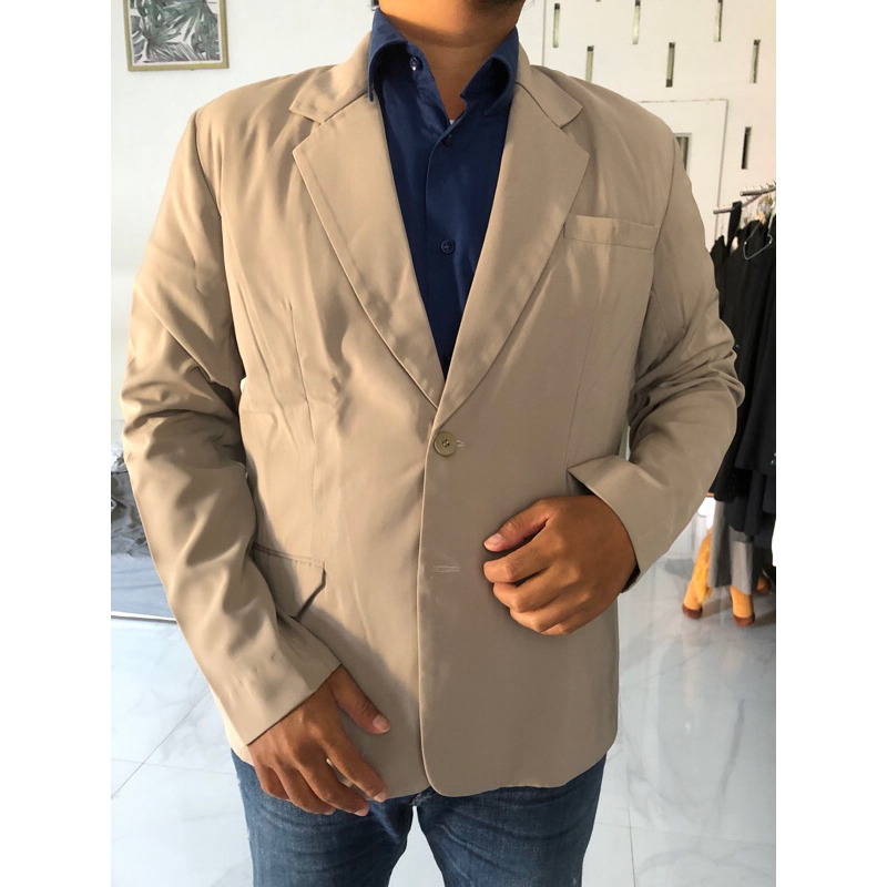 blazer Krem  | Blazer cewek cowok | Jas Krem coklat susu | Blazer coksu | Jas PL | Blazer pria katun