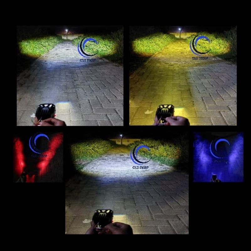 NINE LUXIMOS SHOOTING LIGHT R7 DEVIL EYE 4 MATA LED 58 WATT 2 WARNA PUTIH KUNING LAMPU SOROT MOTOR DAN MOBIL