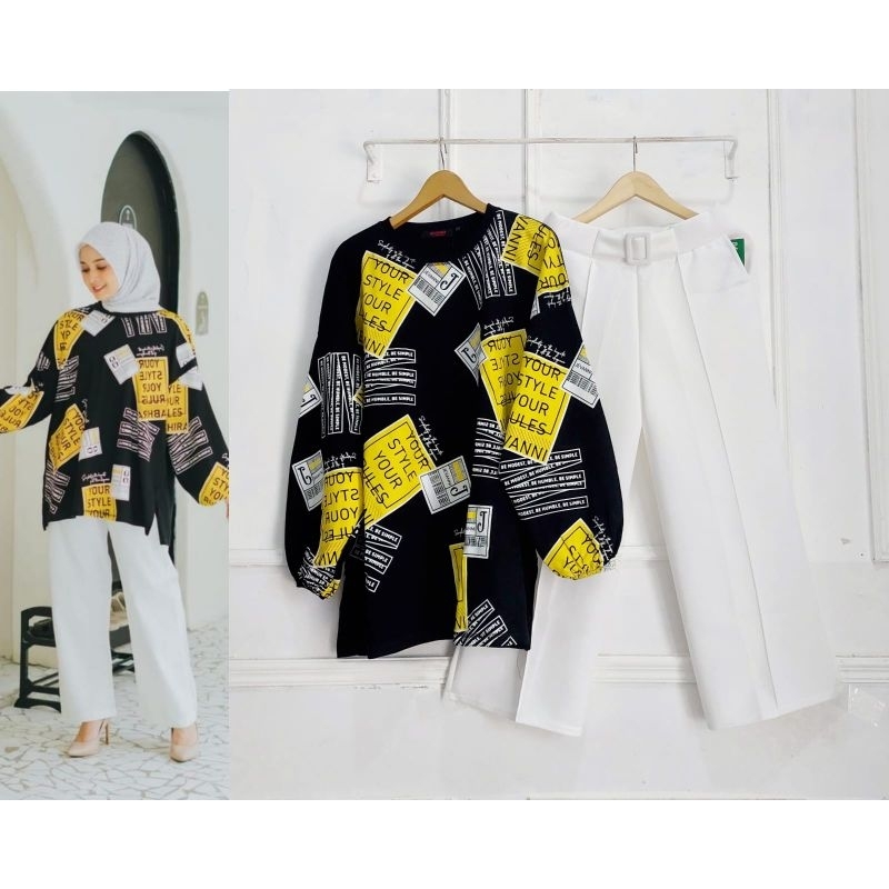 Terbaru Set Kaos Combed Oversize // One Set Oversize Best Seller // 2in 1 Paket Hemat Atasan Combed Viral Set Kulot Scuba