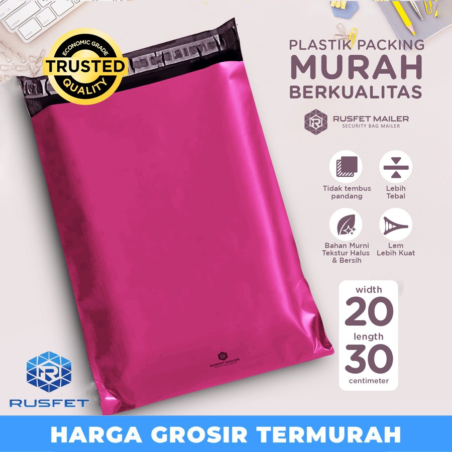 

Plastik Polymailer Pack LOW COST Amplop Polimailer PINK Rusfet 20x30cm