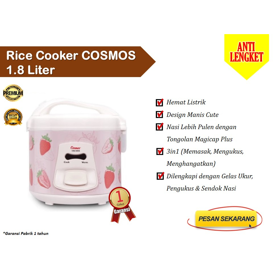 Magicom Cosmos 1,8 Liter 3301 cake series Yang Bagus Magicom Anak Kos Termurah Rice Cooker Cosmos Te