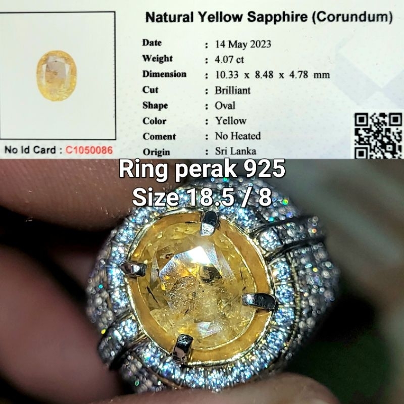 Natural yellow sapphire srilanka yakut kuning ceylon no heat