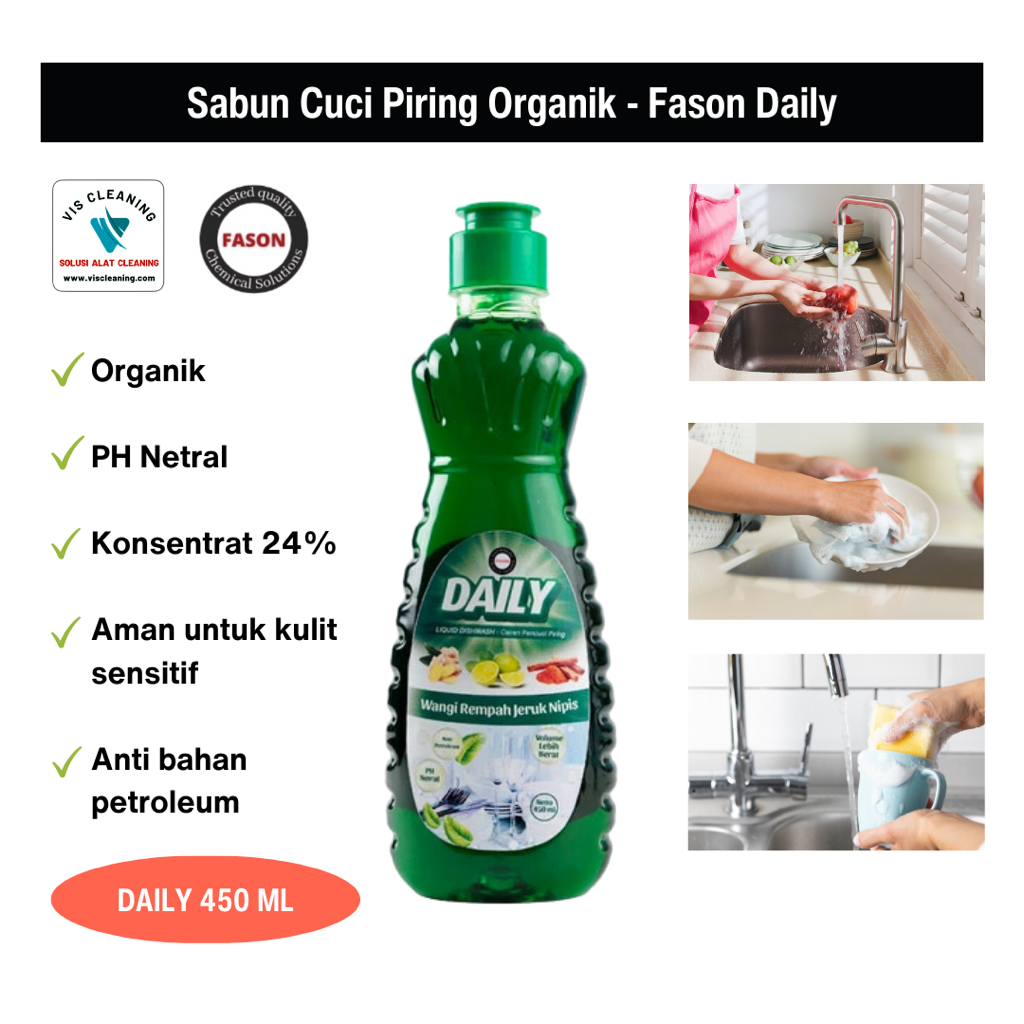 Sabun Cuci Piring Organik Aman di Kulit Sensitif - Fason Daily 450 ml