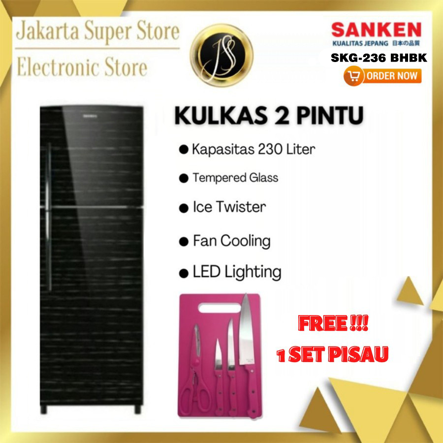 KULKAS 2 PINTU SANKEN SKG-236 BH BK KAPASITAS 230 LITER