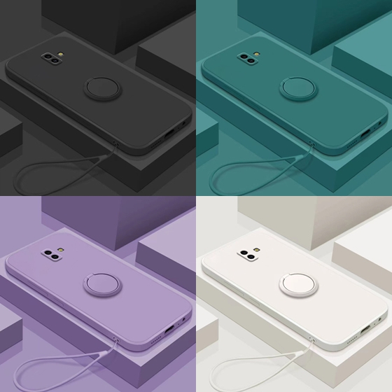 Samsung J6 Plus Case CANDY RING Square Stand Bracket Holder FREE TALI