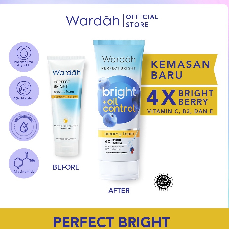 RADYSA - WARDAH Perfect Bright Creamy Foam Oil Control Brightening + Smoothing