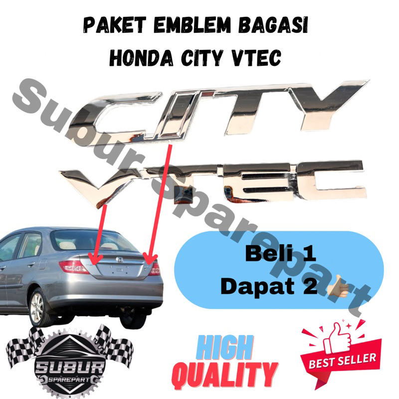 Paket Emblem Bagasi Honda City Vtec