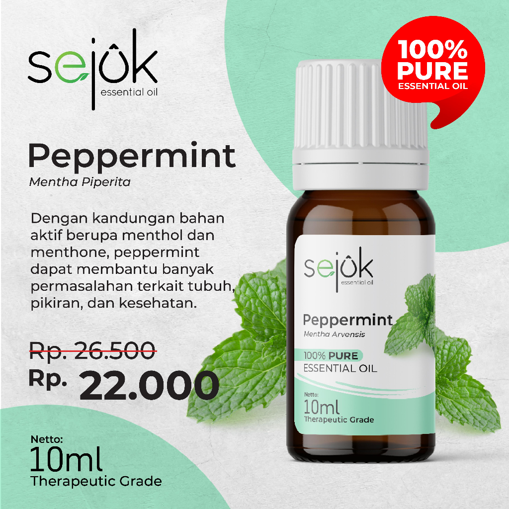 Sejuk Peppermint Essential Oil / Minyak Aromaterapi Pure 100% - 10 ml