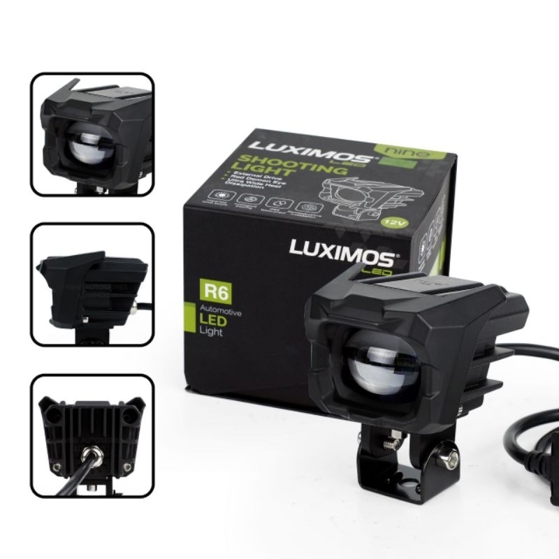 NINE LUXIMOS SHOOTING LIGHT R6 DEVIL EYE 45 WATT 2 WARNA PUTIH KUNING LAMPU SOROT MOTOR DAN MOBIL