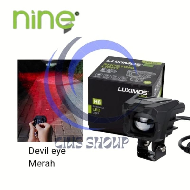 NINE LUXIMOS SHOOTING LIGHT R6 DEVIL EYE 45 WATT 2 WARNA PUTIH KUNING LAMPU SOROT MOTOR DAN MOBIL