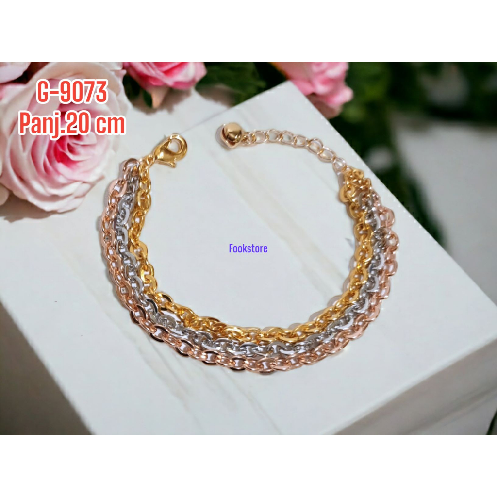 GELANG DEWASA RANTAI POLOS WARNA 3 LAYER/G-9073