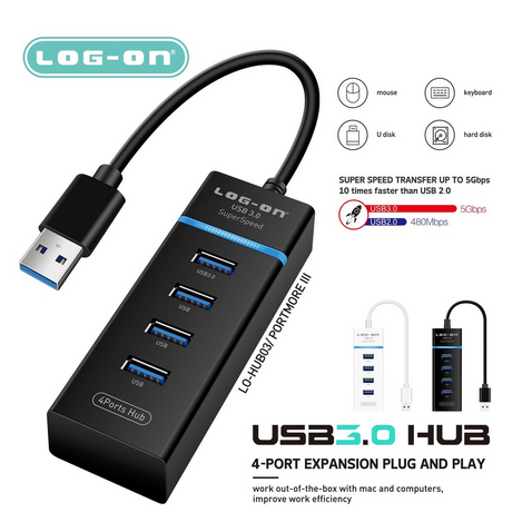 ITSTORE LOG ON PAKET MOUSE WIRED USB LO-M200+USB HUB 3.0 4PORT HIGH POWER SPEED