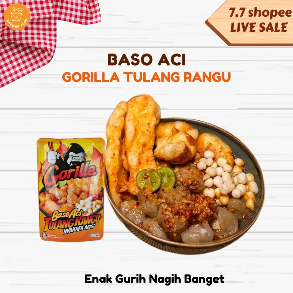 PROMO 10.10 Baso Aci Gorilla Tulang Rangu Nyakrek Abis Bakso Aci Gorila Boci Gorilla Pedas Gila Baso Aci Instan Gurih Nikmat Viral Fresh