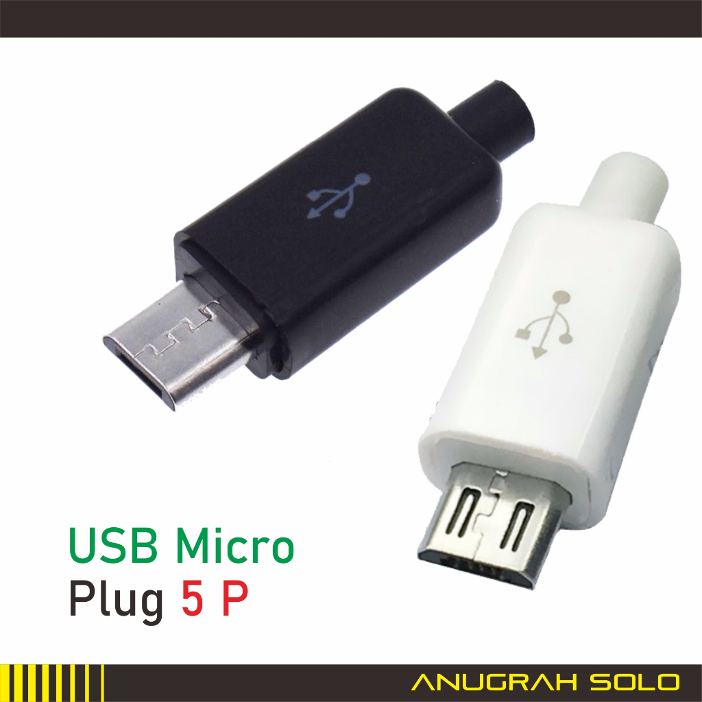 Soket USB Micro Male Jantan 5P USB Mikro Hitam Putih