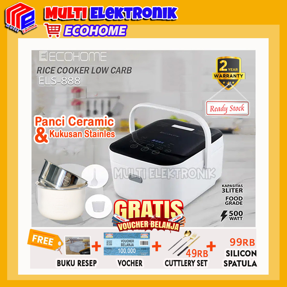 Ecohome Rice Cooker Low Carbo ELS888 / ELS-888 Original Garansi Resmi