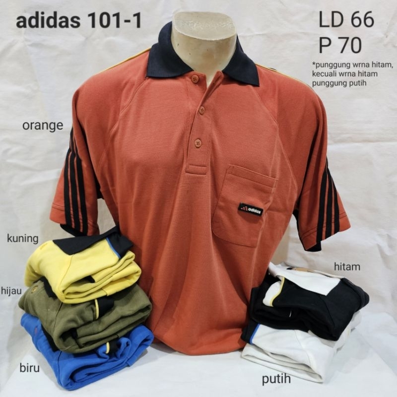 kaos krah kerah cowok pria polo shirt oren kuning hijau putih biru hitam 101-1 adidas