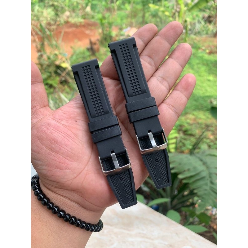 Strap tali jam tangan karet Rubber hitam lembut 22MM