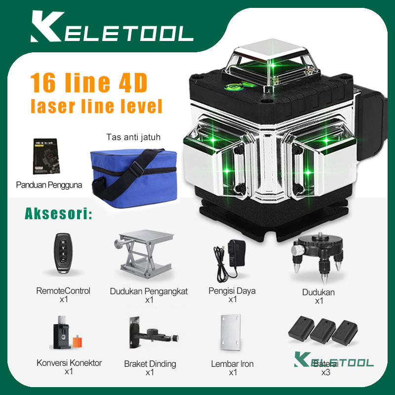 NEW PORODUK 4D 16 LINE DIGITAL METERAN LASER TUKANG LEVEL LEVELING 360 ROTARI LASER LEVEL LASER