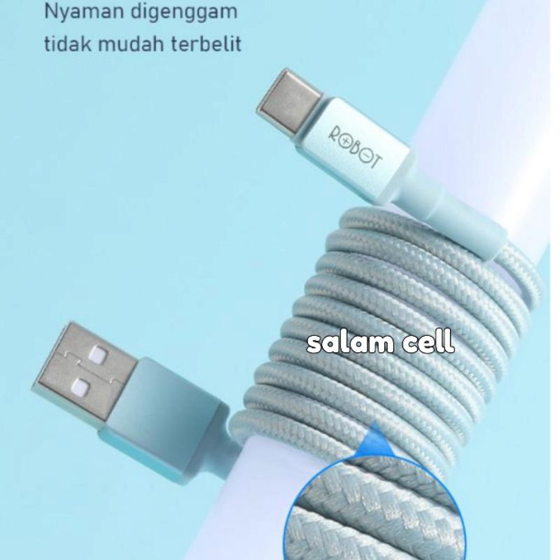 Kabel Data Type-C ROBOT RSC100 3A 100cm Original Garansi Resmi