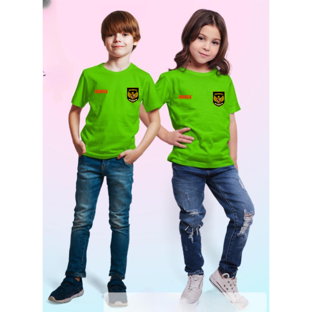 kaos anak laki2 dan perempuan logo timnas garuda indonesia / baju atasan anak unisex team sepak bola
