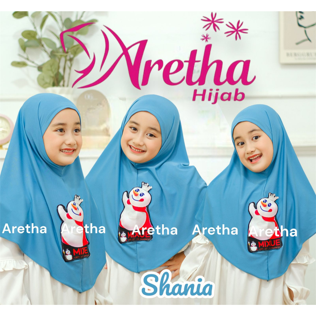 [ARETHA MIXUE] KERUDUNG ANAK JERSY BERGO SHANIA hijab instan anak karakter mixue