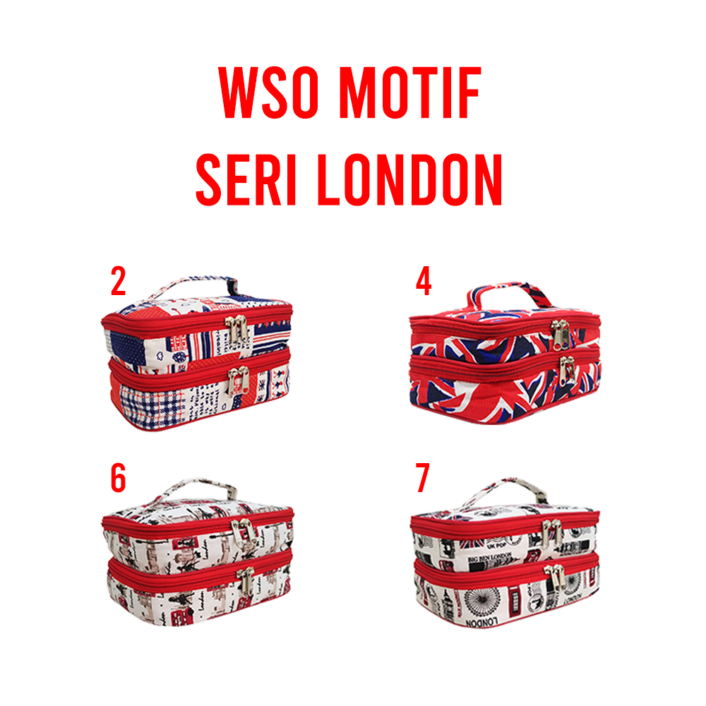 WSO Motif London Tas Kosmetik Kanvas Motif Cosmetic Bag Woman Stuff Organizer
