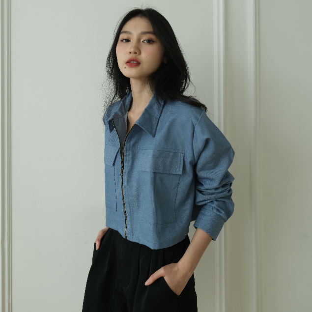 Posh Soft Denim Jacket - Jacket Long Sleeve Denim - Denim Korean Top