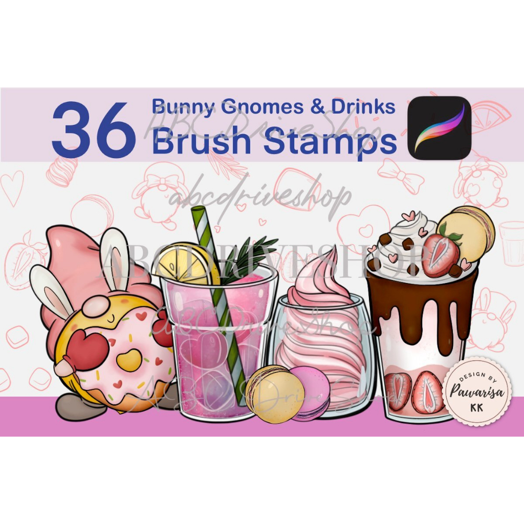 Procreate Brush - Procreate Gnomes &amp; Drinks Stamps