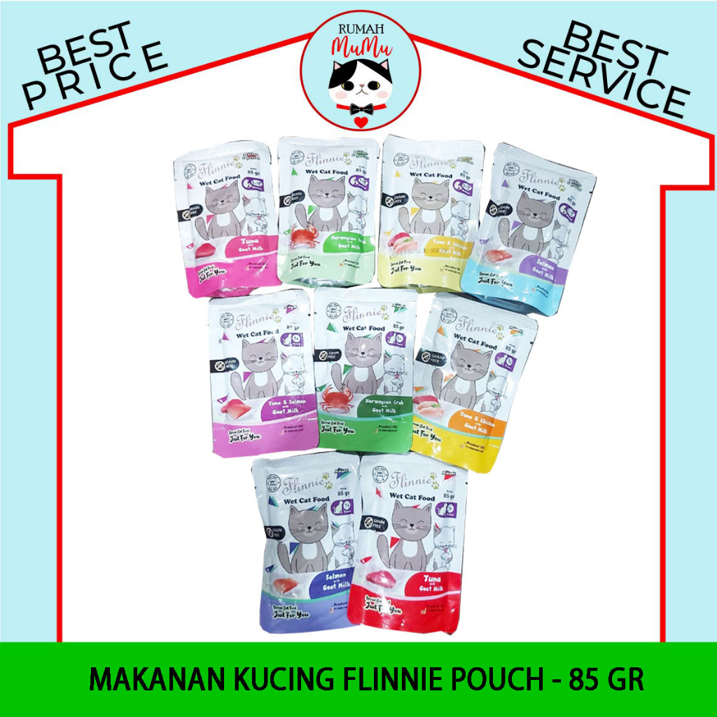 MAKANAN KUCING KITTEN ADULT FLINNIE POUCH 85 GR